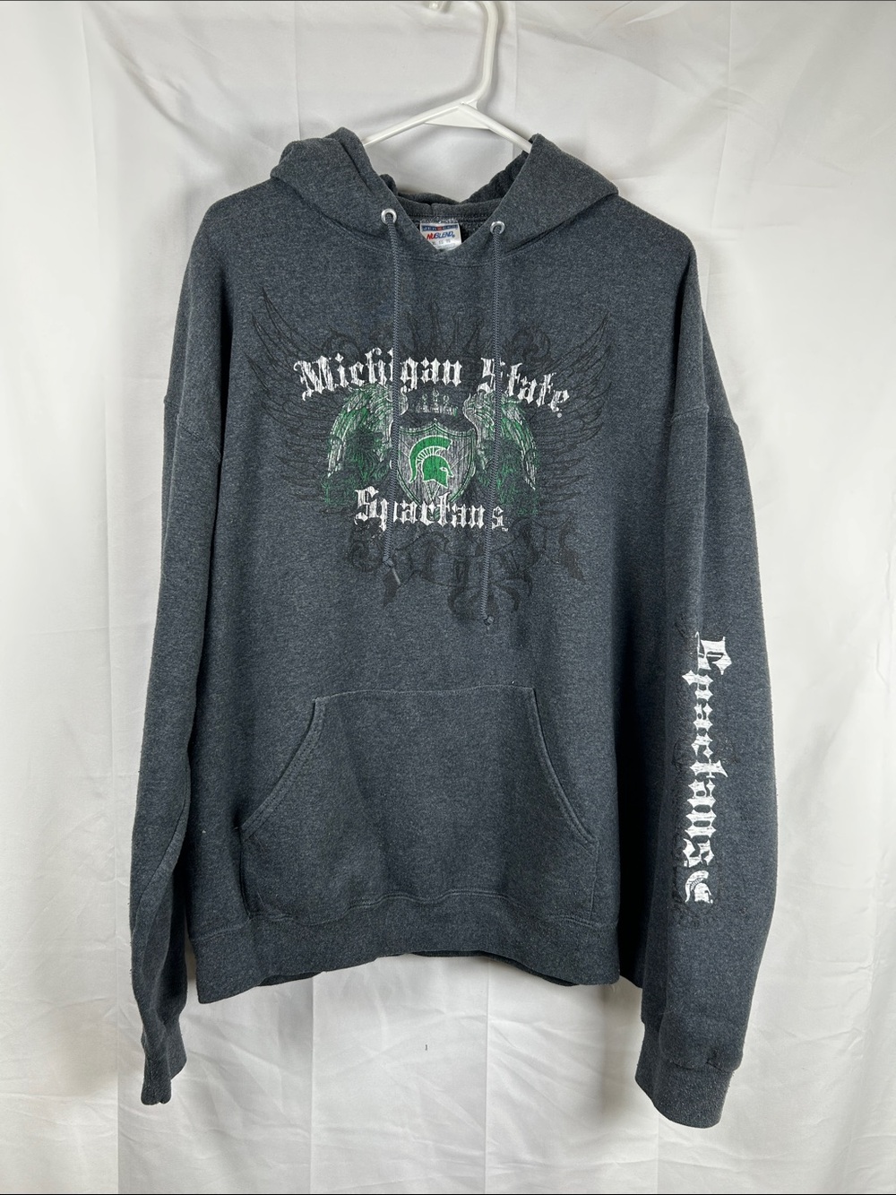 Michigan State Spartans Hoodie Unisex XL Gray Sweatshirt Jerzees NuBlend